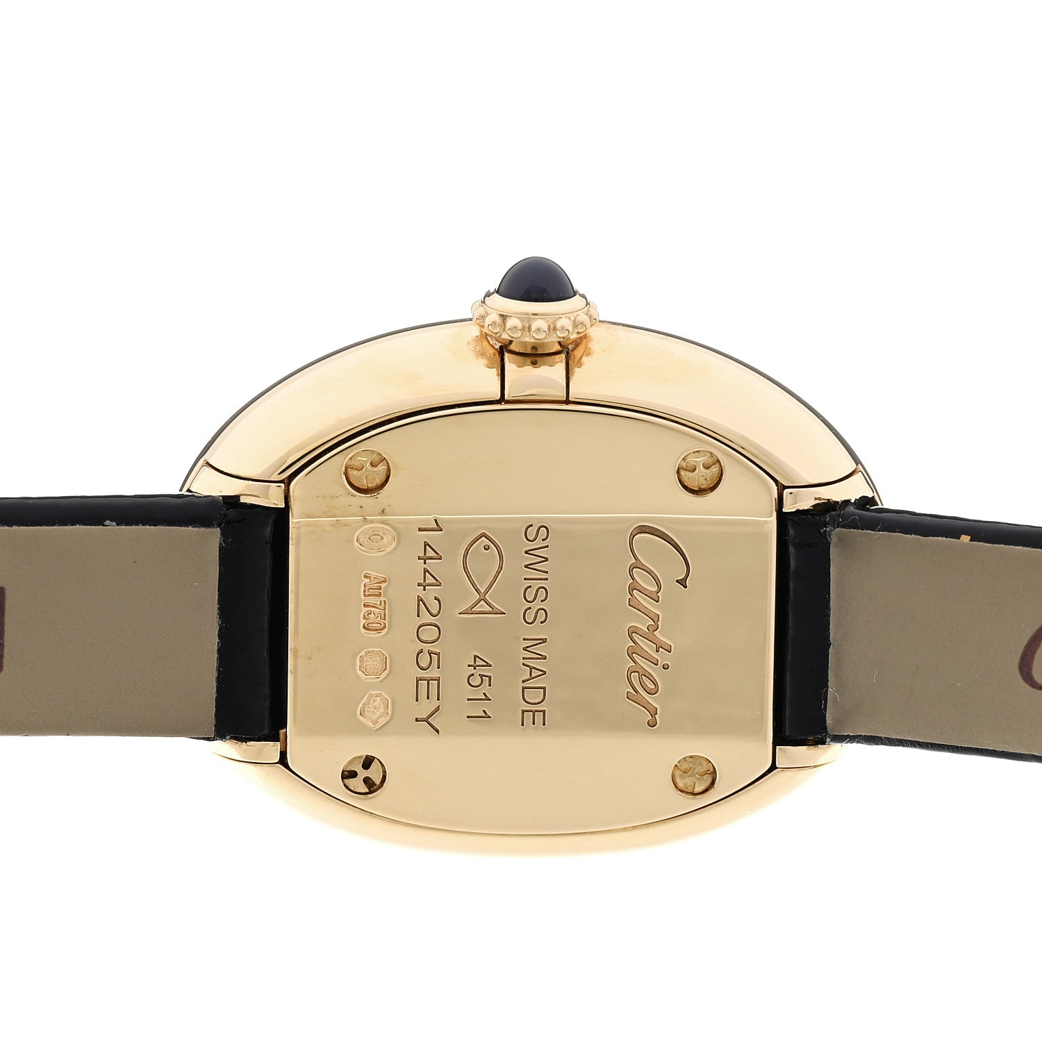 Cartier 18K Yellow Gold Calfskin 18mm Baignoire Quartz Watch 4 of 5