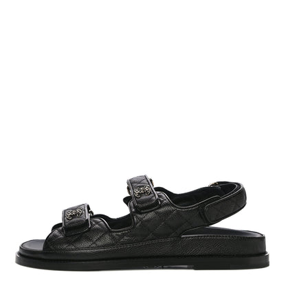 Chanel Grained Calfskin Velcro Dad Sandals 40 Black 1 of 10