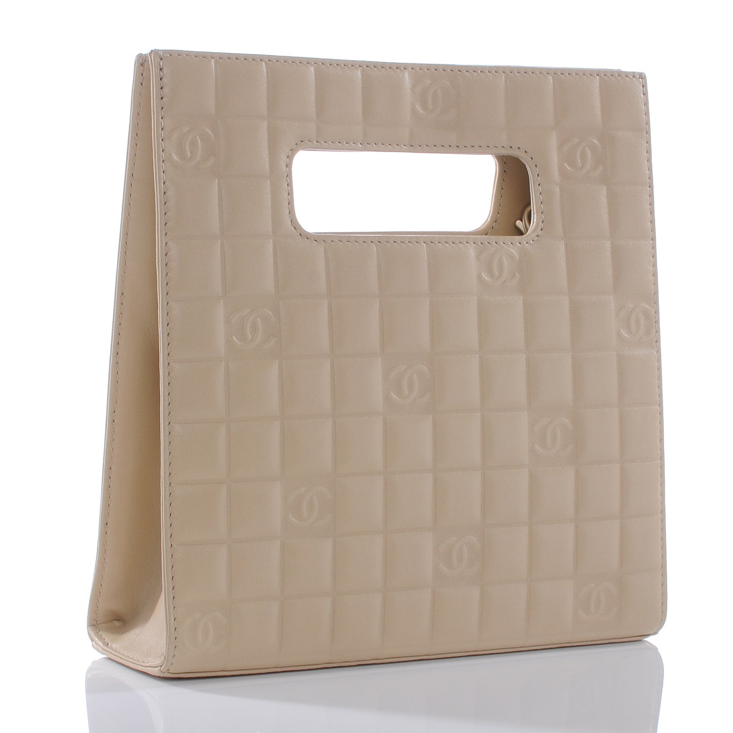 Lambskin Square Quilted CC Handbag Beige