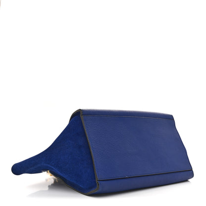 Celine Drummed Calfskin Suede Small Trapeze Indigo 4 of 16