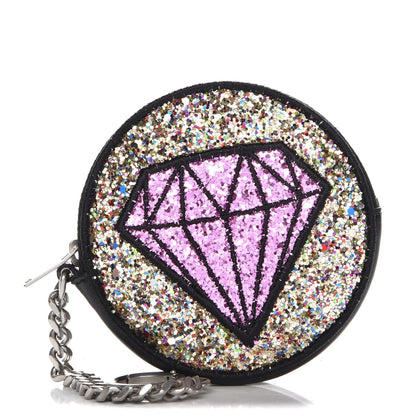 Saint Laurent Calfskin Glitter Circular Zip Pouch Multicolor Black 1 of 9
