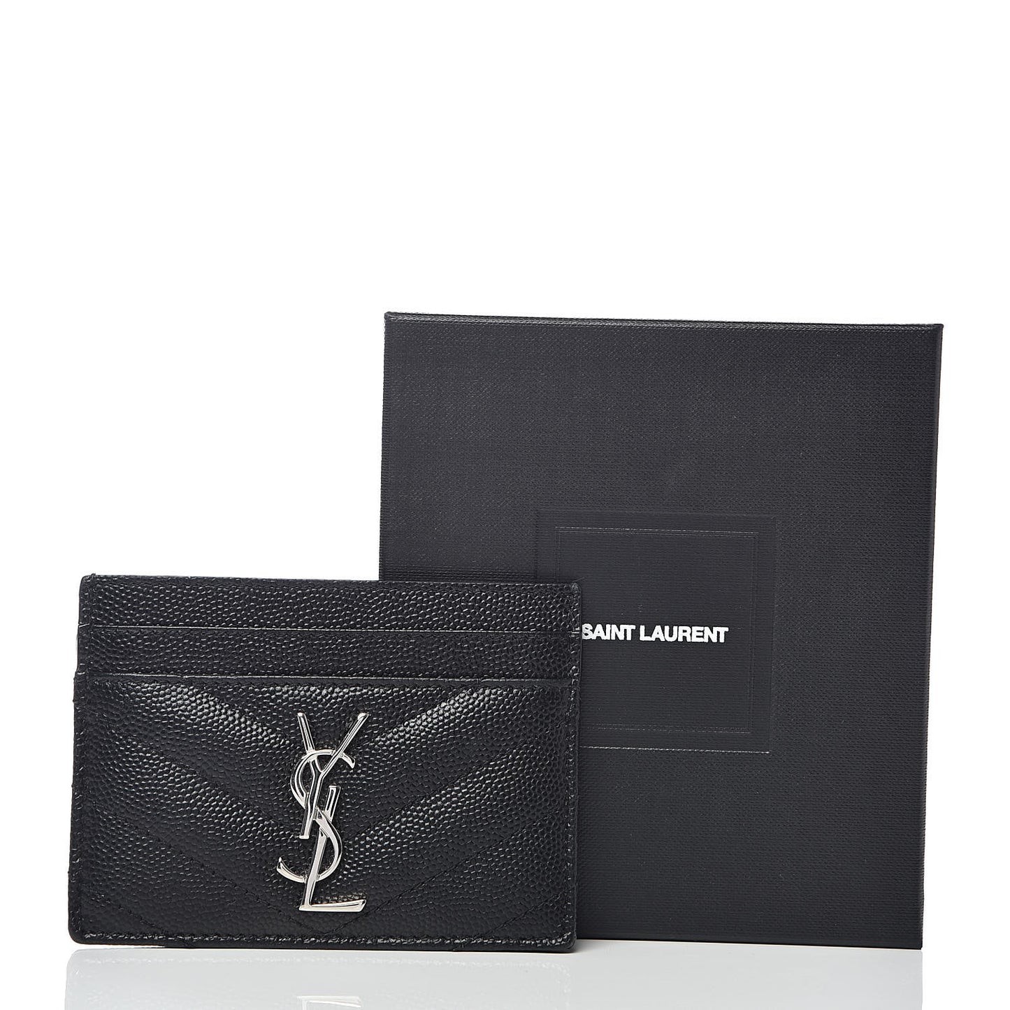 Grain De Poudre Matelasse Chevron Monogram Credit Card Case Black