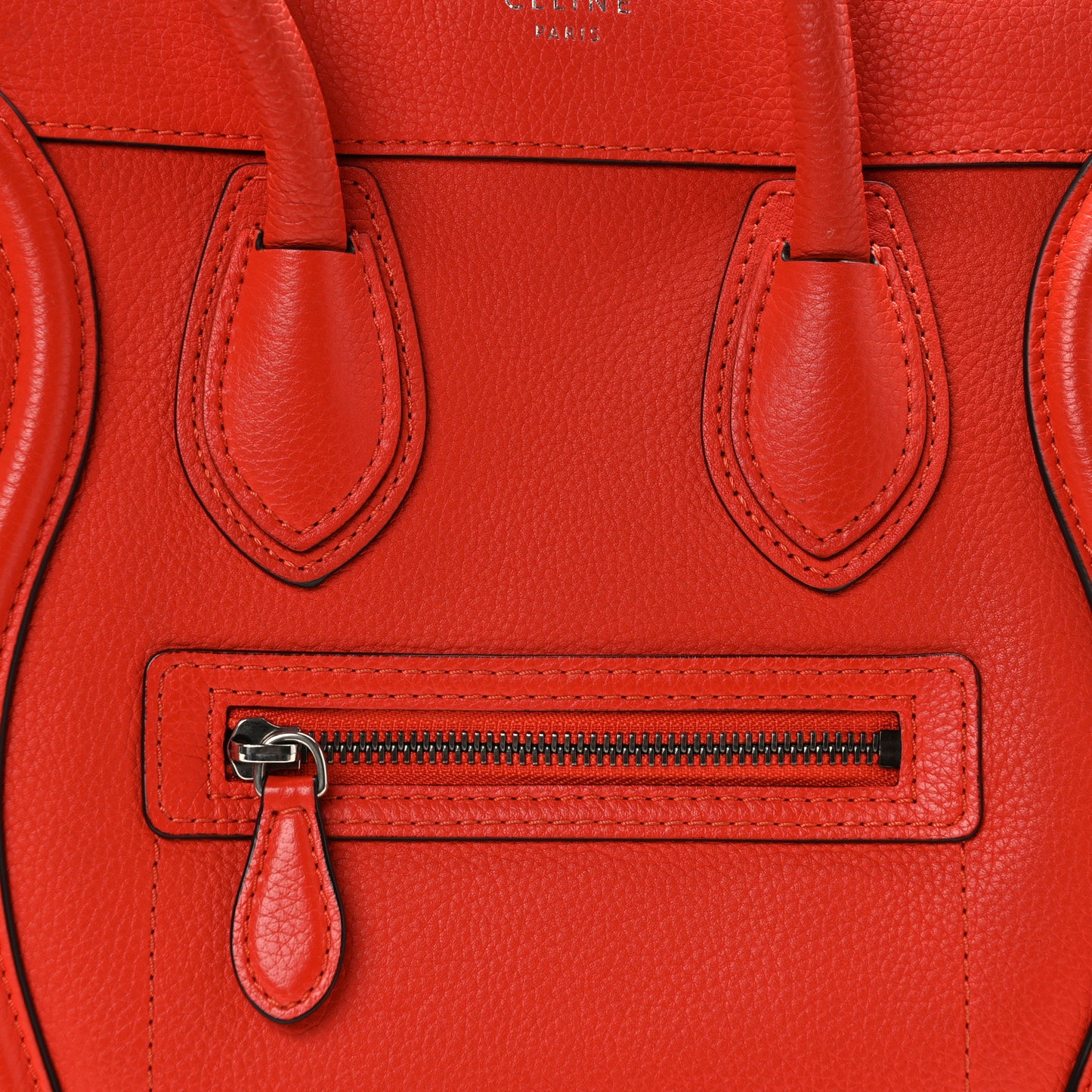 Drummed Calfskin Micro Luggage Vermillion