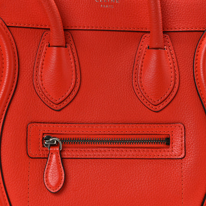 Celine Drummed Calfskin Micro Luggage Vermillion 8 of 17