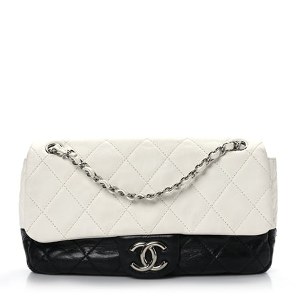 Chanel Lambskin Quilted Medium Flap Black White 1 of 9
