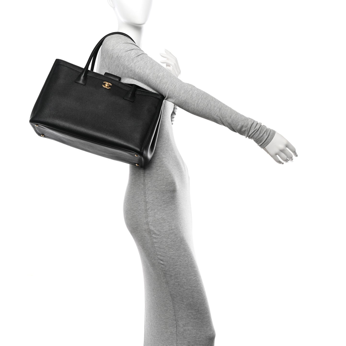 Calfskin Cerf Executive Shopper Tote Black