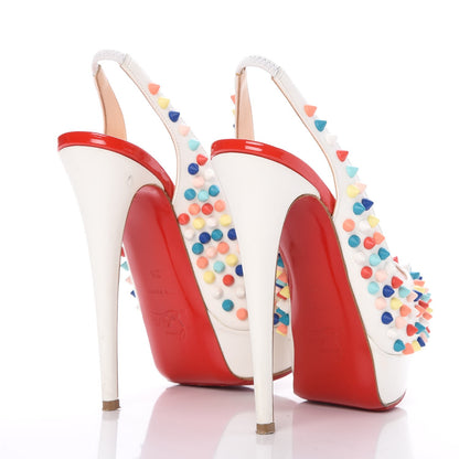 Christian Louboutin Matte Calf Lady Peep Spikes 150 Pumps 36 White Multi 4 of 12