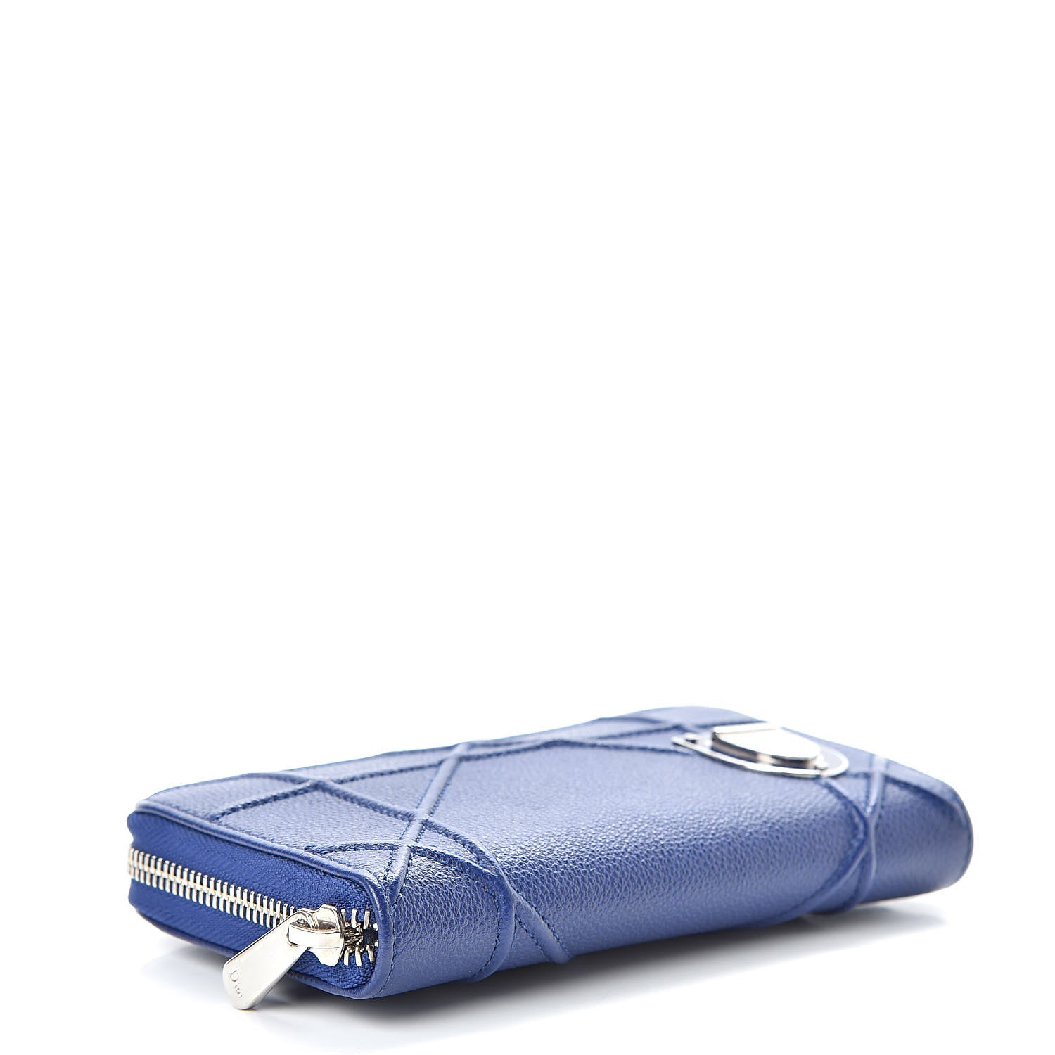 Christian Dior Grained Calfskin Cannage Medium Diorama Voyageur Wallet Blue 4 of 10