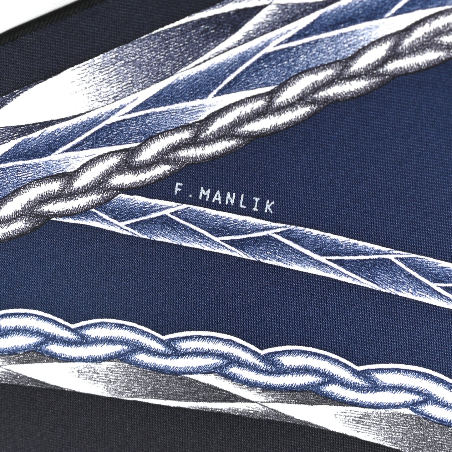 Silk Robe Du Soir Scarf 90 Marine Encre White
