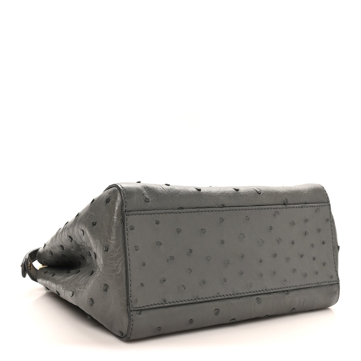 Fendi Ostrich Shiny Nappa Mini Peekaboo Iconic Satchel Grey 4 of 9