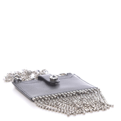 Miu Miu Goatskin Madras Crystal Card Holder Fringe Crossbody Black 4 of 7