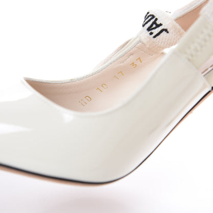 Christian Dior Patent Ribbon J'Adior Slingback 100mm Pumps 37 Off White 8 of 9