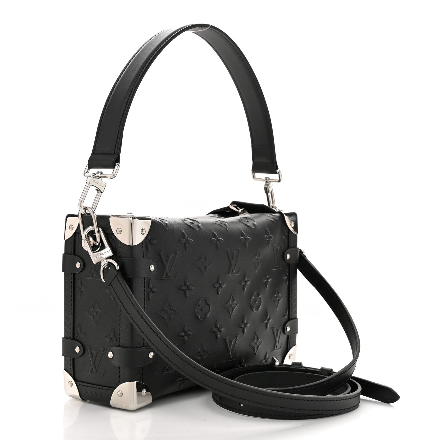 Louis Vuitton Calfskin Debossed Monogram Side Trunk Black 3 of 9