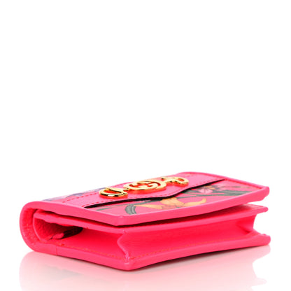 Gucci Calfskin Flora Print Zumi Card Case Fuxia Fluo 4 of 10