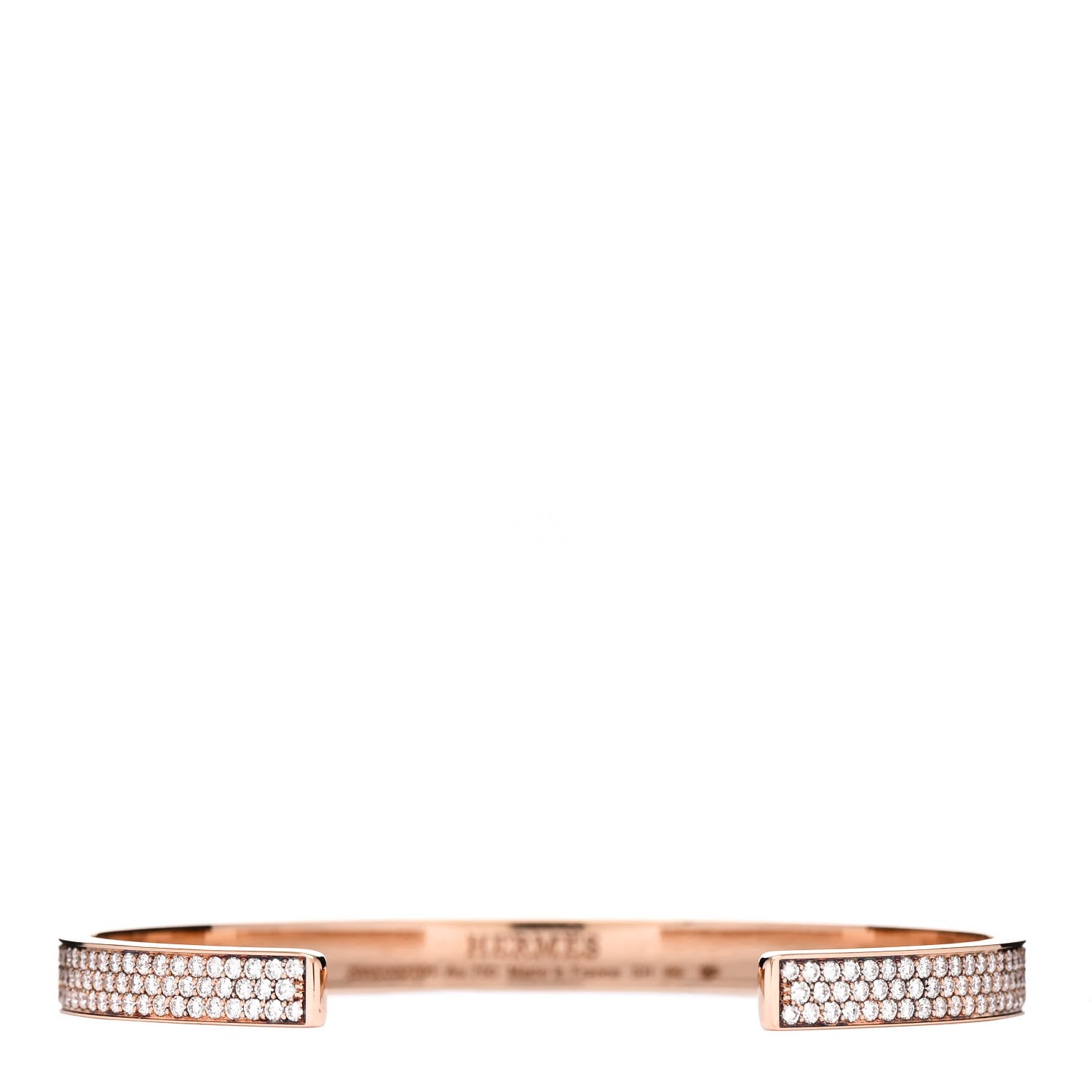 Hermes 18K Rose Gold Diamond Pave Kelly Clochette Cuff Bracelet SH 2 of 4