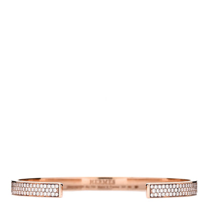 Hermes 18K Rose Gold Diamond Pave Kelly Clochette Cuff Bracelet SH 2 of 4