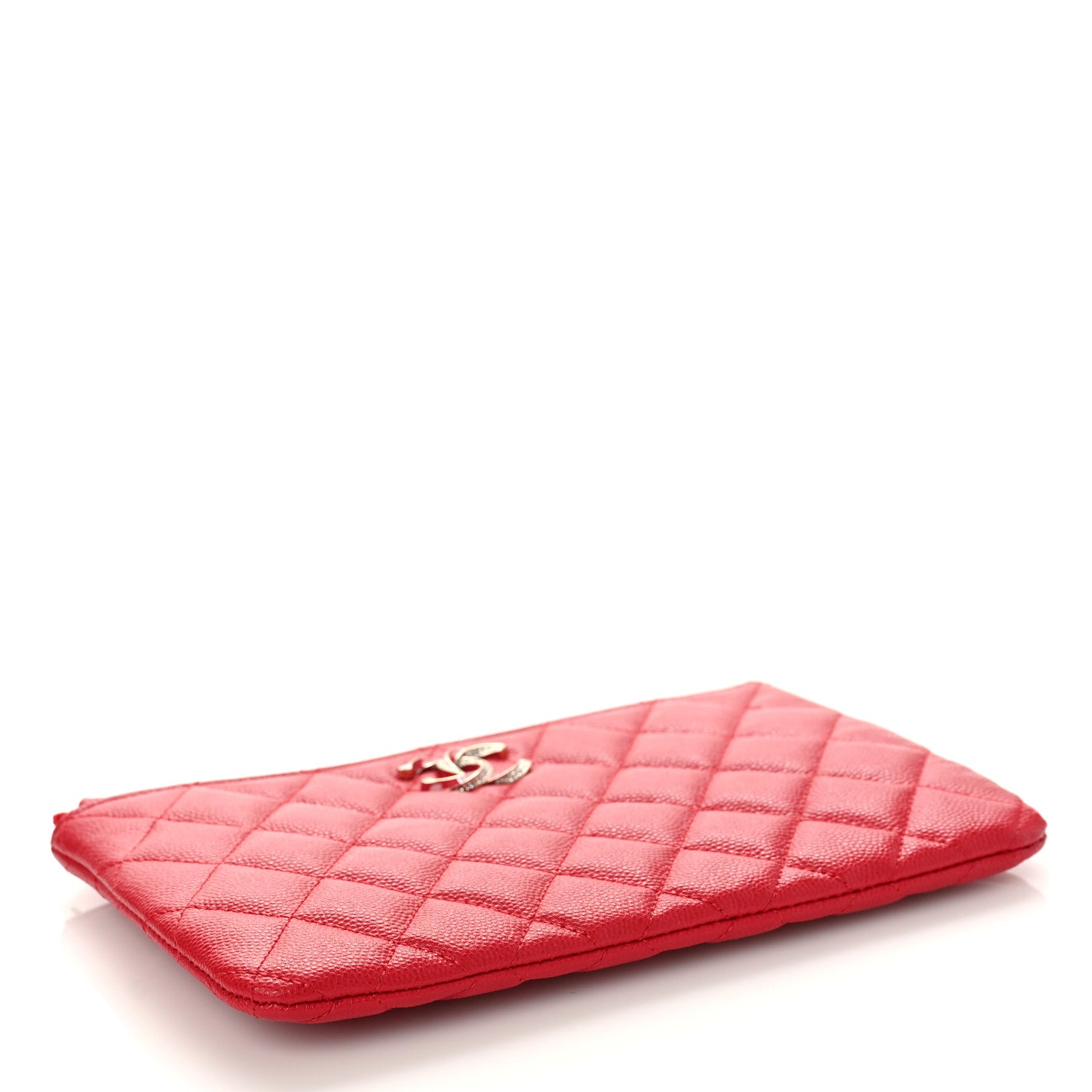Chanel Caviar Quilted Crystal Enamel Cosmetic Case Red 4 of 10