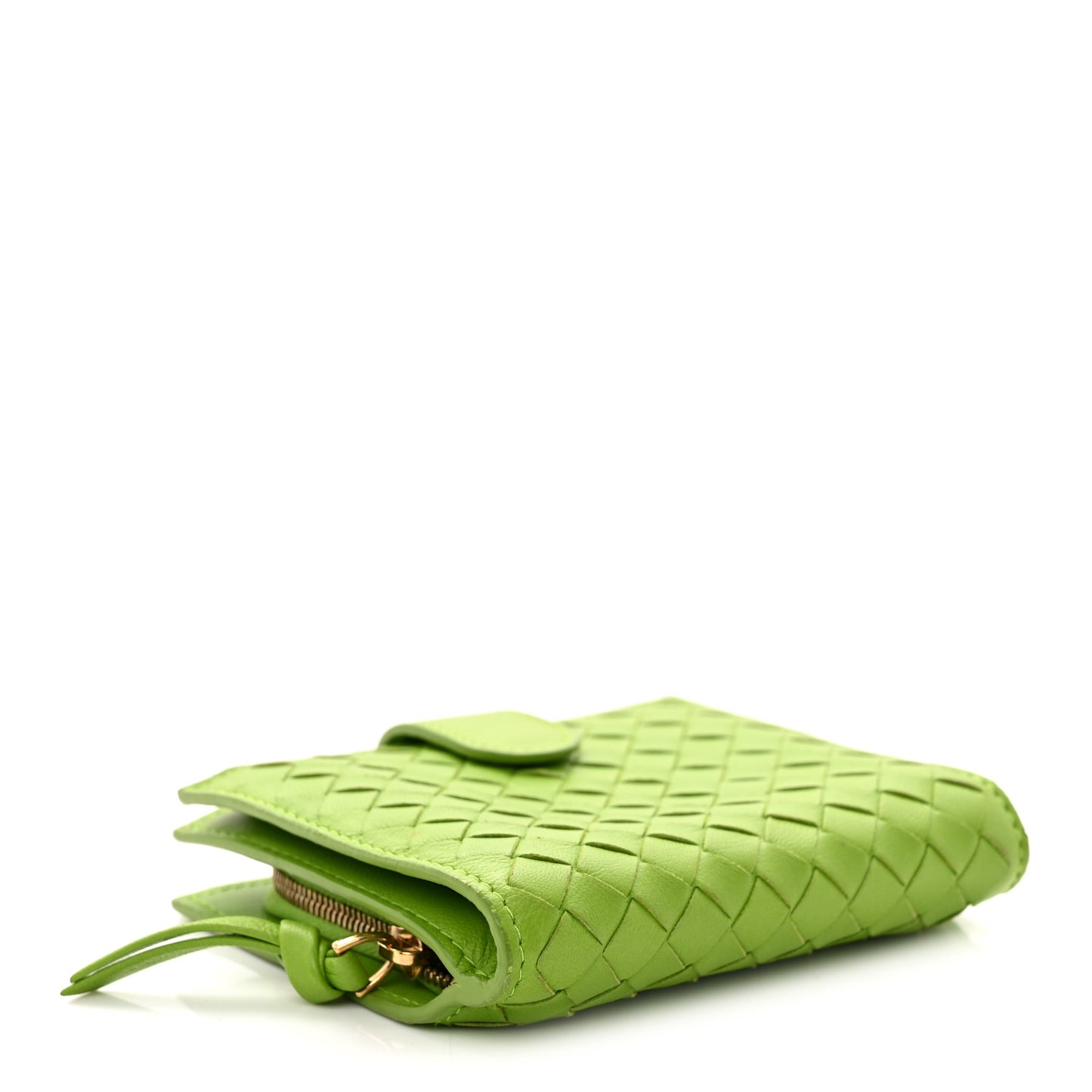 Nappa Intrecciato Bifold Zip Wallet Mela