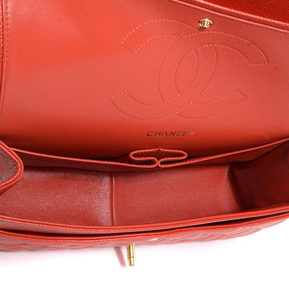 Chanel Pearly Caviar Jumbo Double Flap Orange 6 of 9