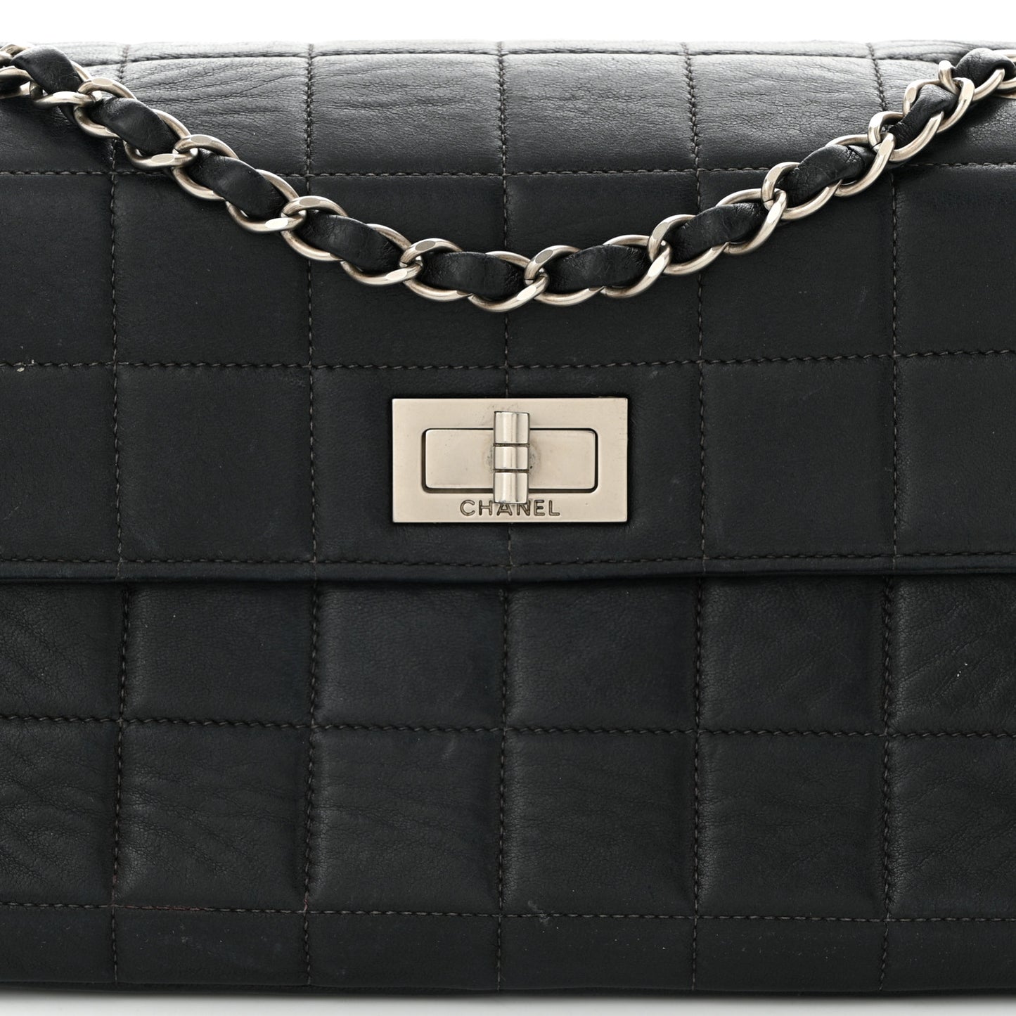 Lambskin Square Stitched Reissue Multi Pocket Flap Black