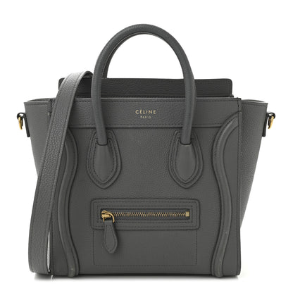Celine Drummed Calfskin Nano Luggage Kohl 1 of 12