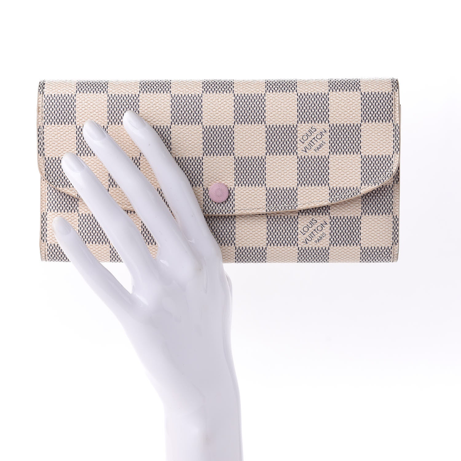 Louis Vuitton Damier Azur Emilie Wallet Rose Ballerine 2 of 11