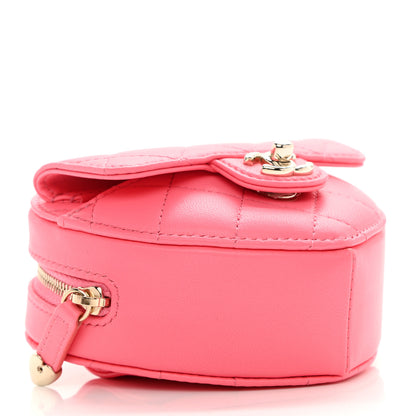 Chanel Lambskin Quilted CC In Love Heart Waist Belt Bag With Chain Pink 4 of 9