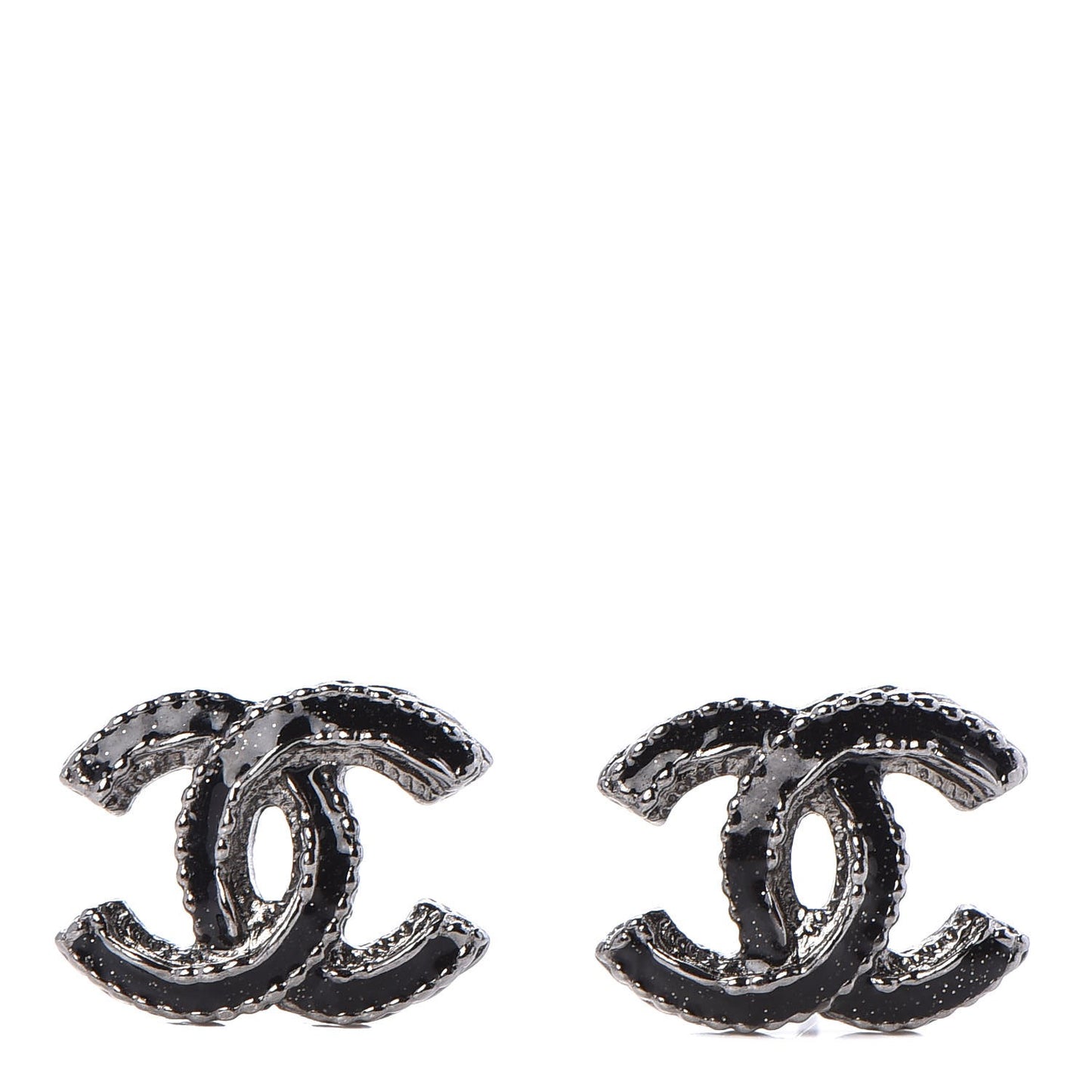 Glitter Enamel CC Earrings Black