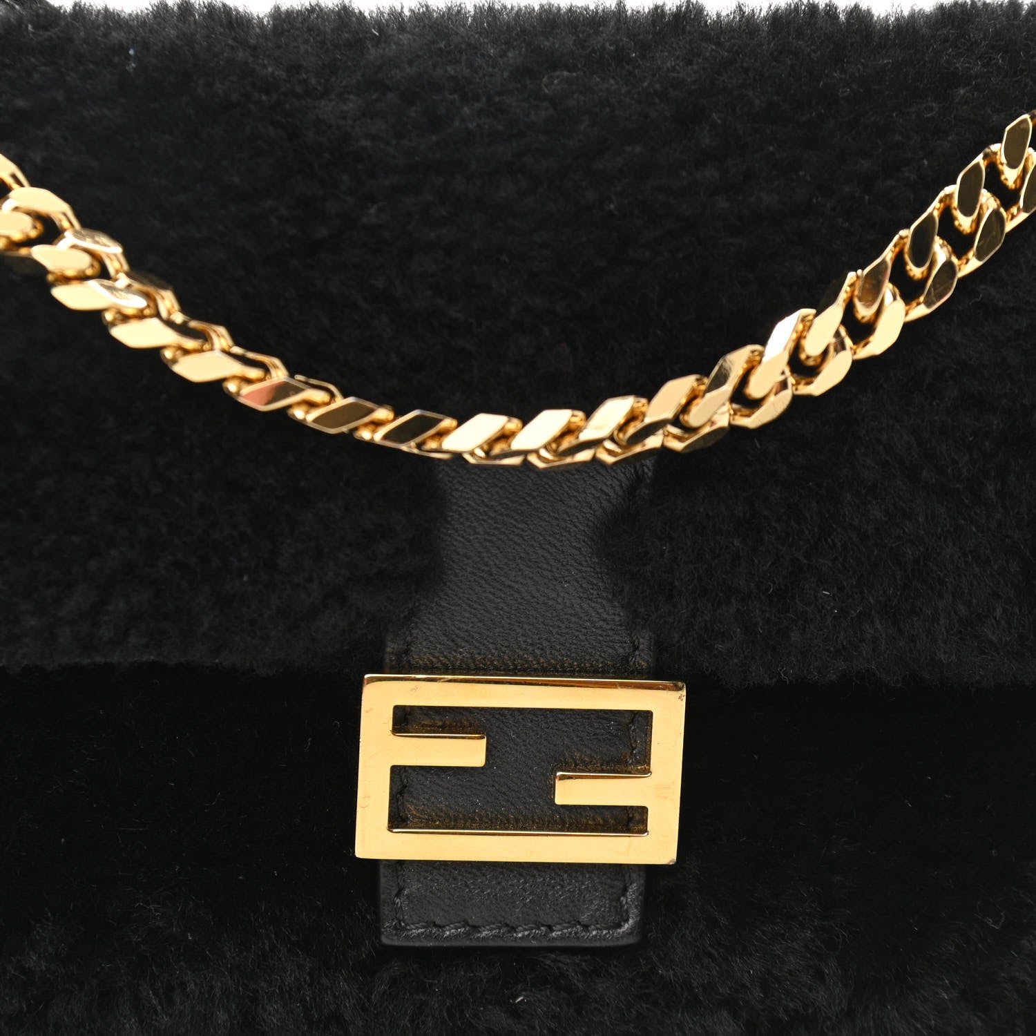Fendi Shearling Shiny Nappa Micro Baguette Black 8 of 11