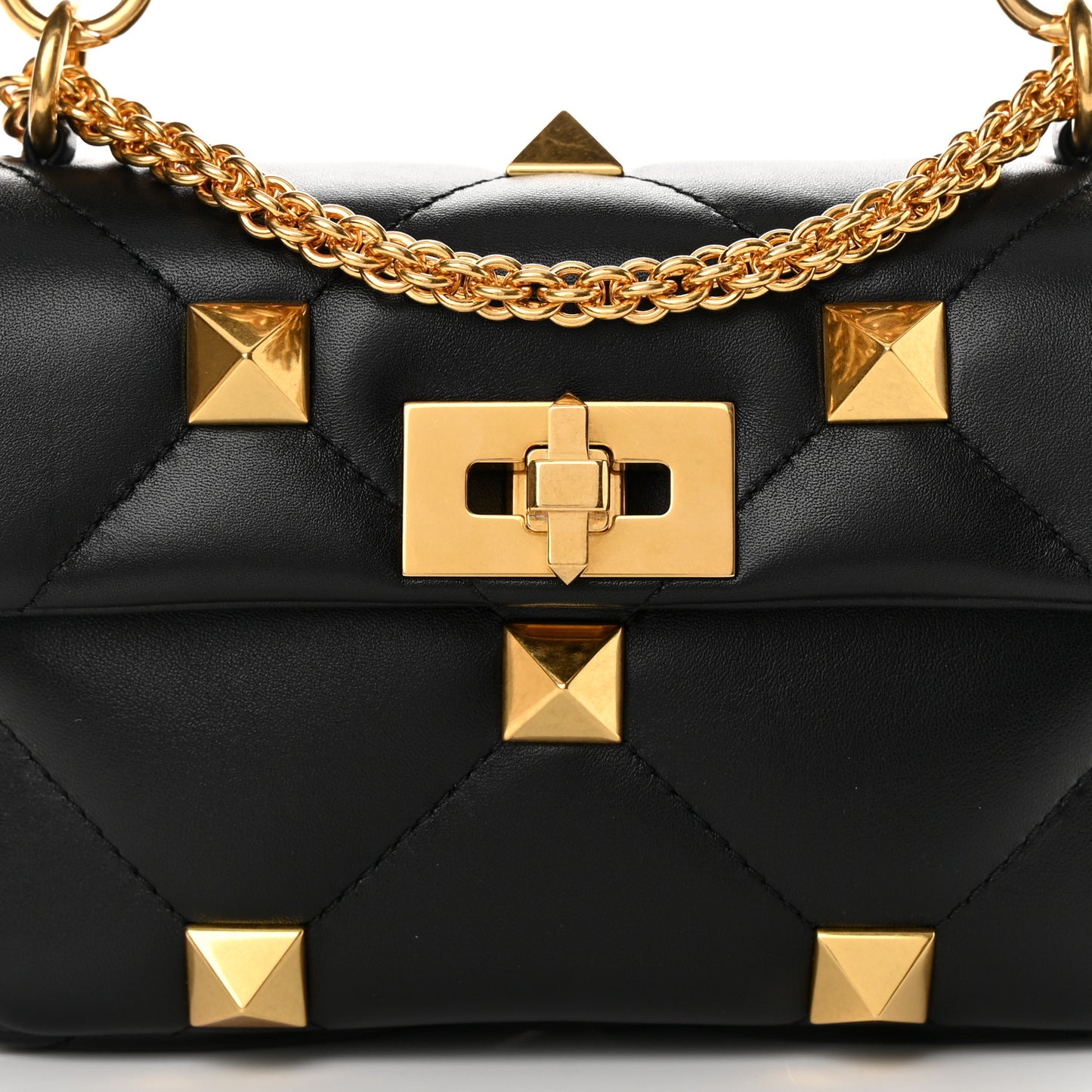 Nappa Small Roman Stud Shoulder Bag Black