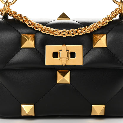 Valentino Garavani Nappa Small Roman Stud Shoulder Bag Black 7 of 10