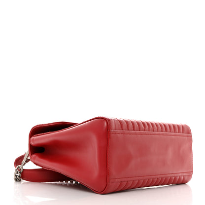 Prada Soft Calfskin Impunture Diagramme Flap Top Handle Bag Fuoco 4 of 11