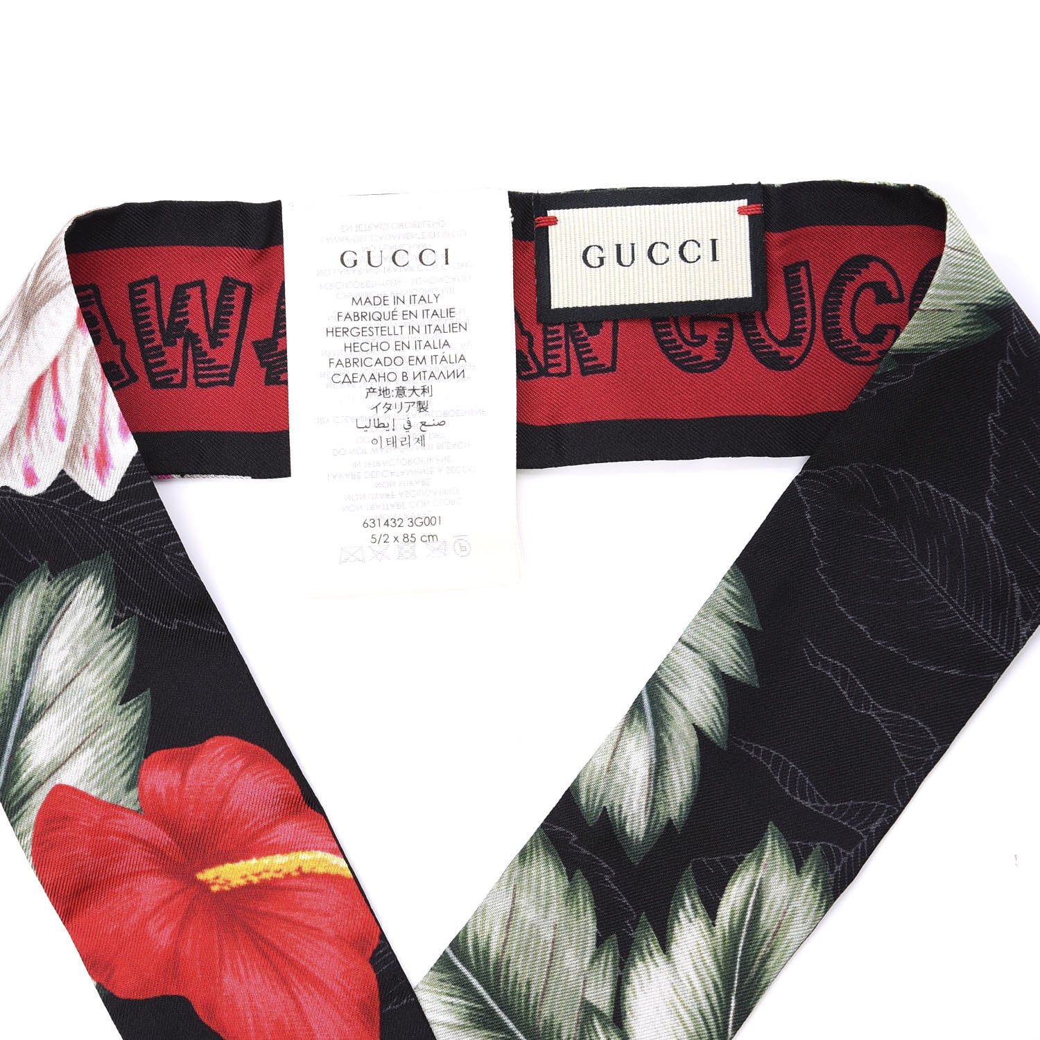Gucci Silk Twill Haway Neck Bow Scarf Black 4 of 4