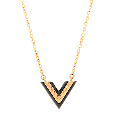 Louis Vuitton Essential Studded V Necklace Gold Black 4 of 7