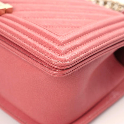 Chanel Caviar Chevron Quilted Medium Boy Flap Pink 6 of 14