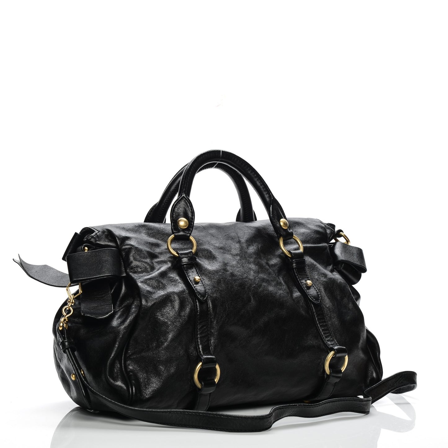Vitello Lux Medium Bow Bag Nero Black