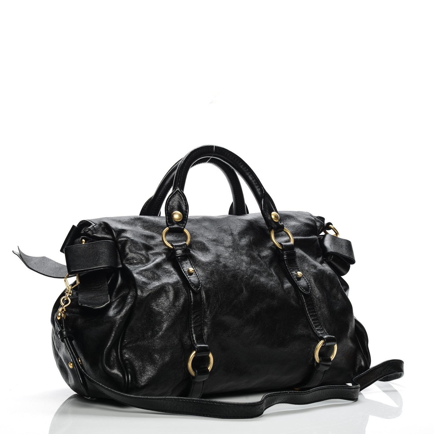 Miu Miu Vitello Lux Medium Bow Bag Nero Black 1 of 11