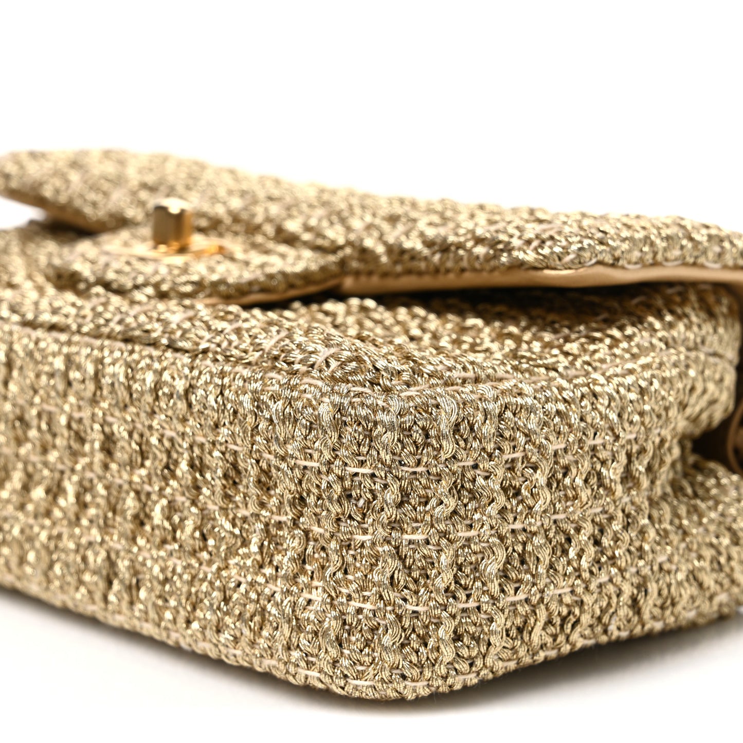 Metallic Woven Fabric Mini Rectangular Flap Gold