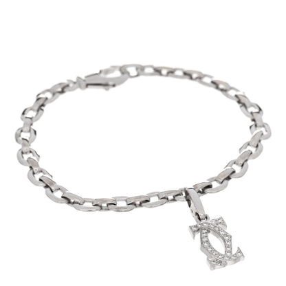Cartier 18K White Gold Diamond Double C Penelope Charm Bracelet 1 of 3