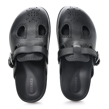 Hermes Calfskin Monk Mules  37 Black 2 of 8