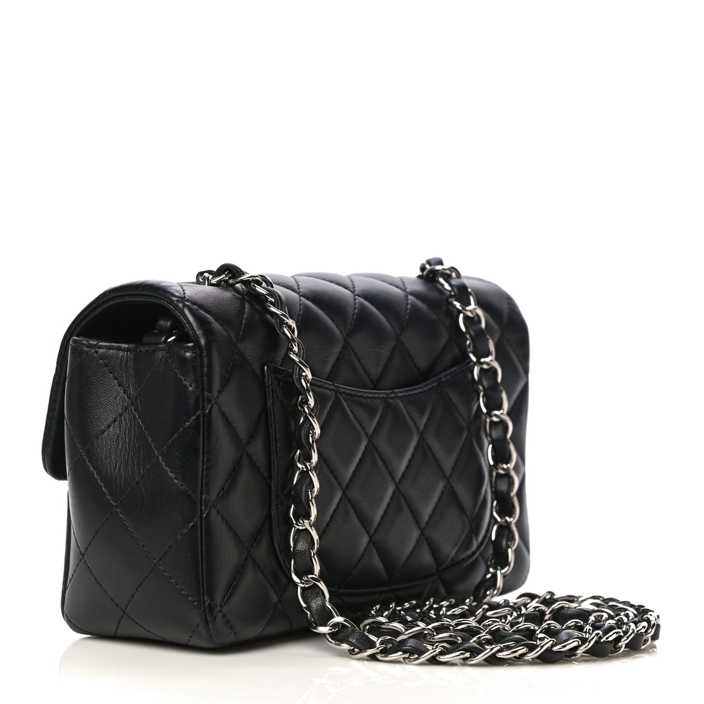 Lambskin Quilted Mini Rectangular Flap Black