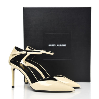 Saint Laurent Patent Anja 85 Ankle Strap Pointed Pumps 37 Coquille 11 of 11