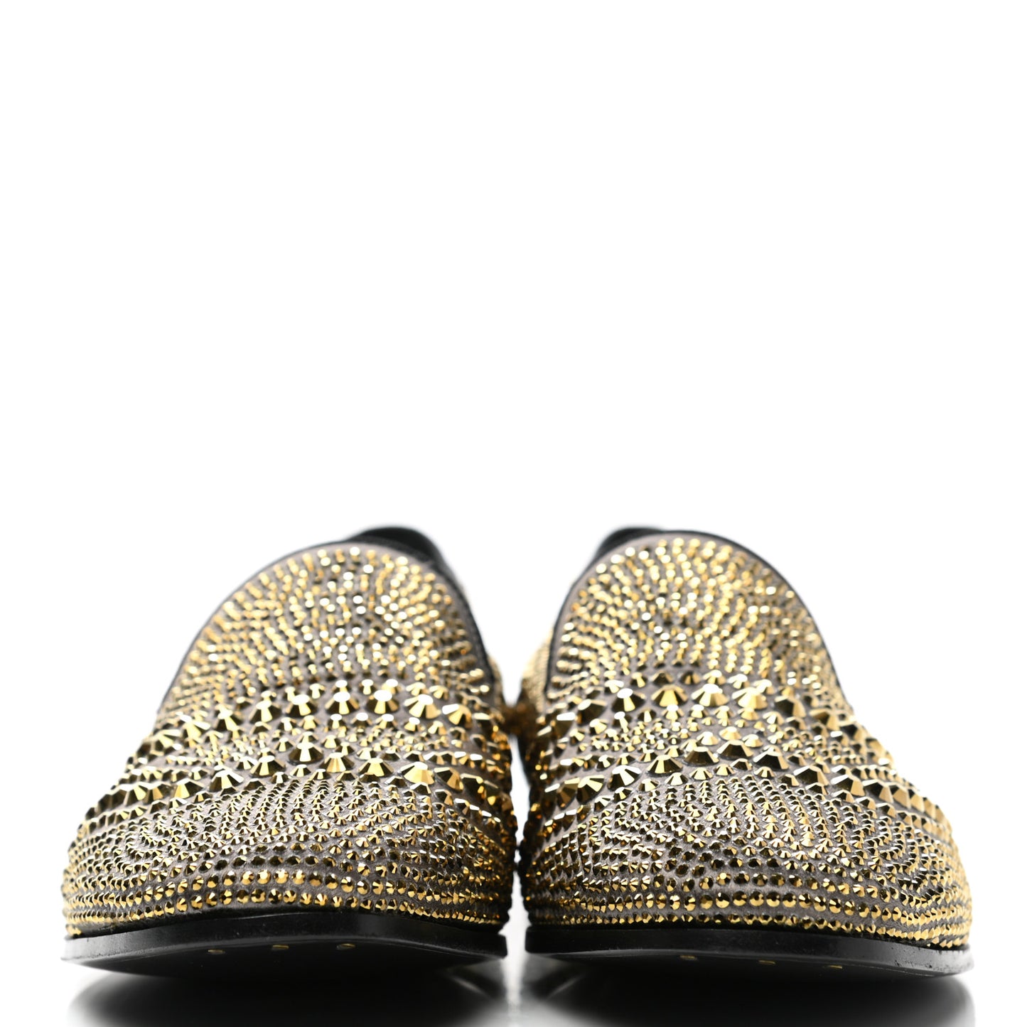 Satin Studded Slip On Loafers 36.5 Silver