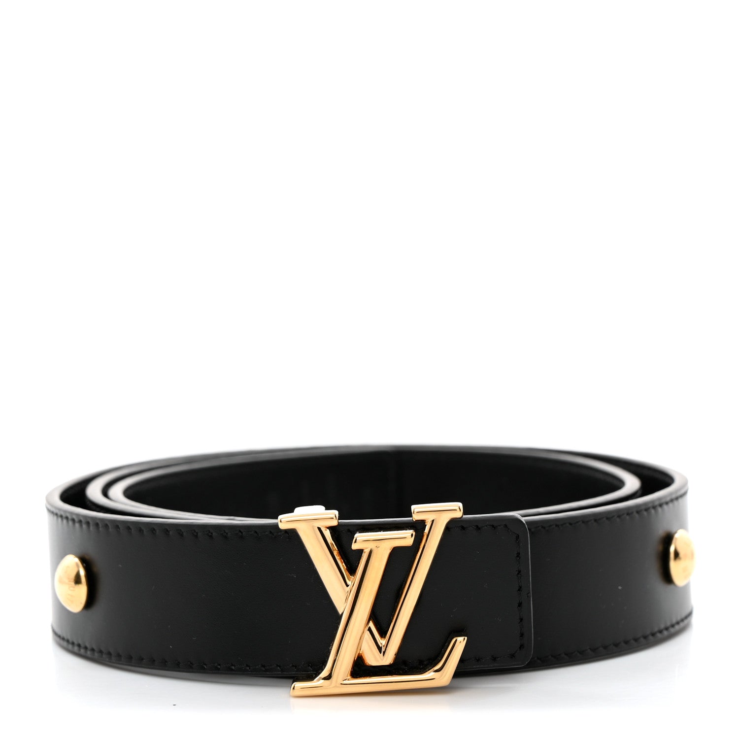 Louis Vuitton Calfskin LV Initiales Studs 30mm Reversible Belt 85/34 Black 1 of 5