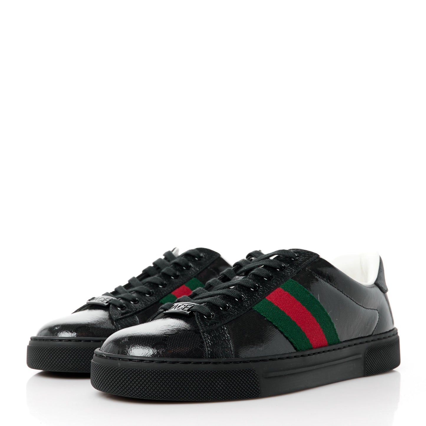 Crystal GG Monogram Web Womens New Ace Sneakers 37.5 Black