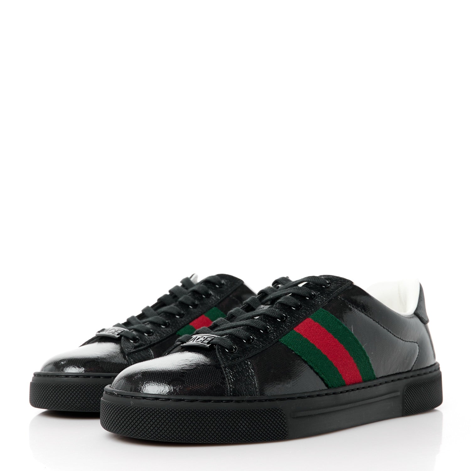 Gucci Crystal GG Monogram Web Womens New Ace Sneakers 37.5 Black 3 of 11