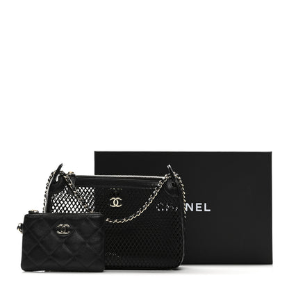 Chanel Mesh Shiny Lambskin Clutch With Chain Black 15 of 15