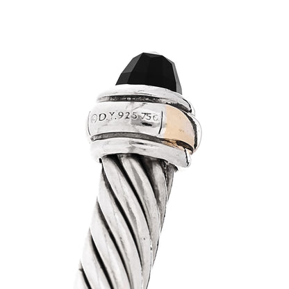 David Yurman Sterling Silver 18K Yellow Gold Black Onyx 4mm Cable Classics Bracelet 3 of 4