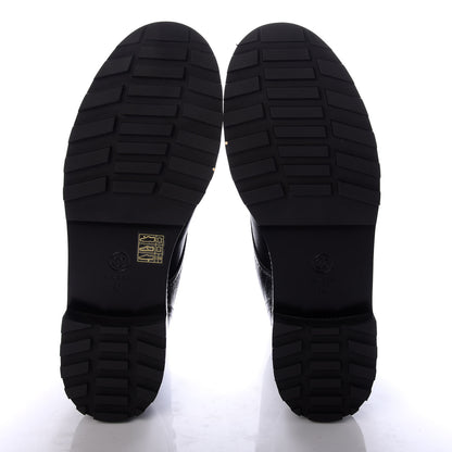 Chanel Crackled Calfskin Velvet Pearl Combat Short Boots 42 Black 5 of 10