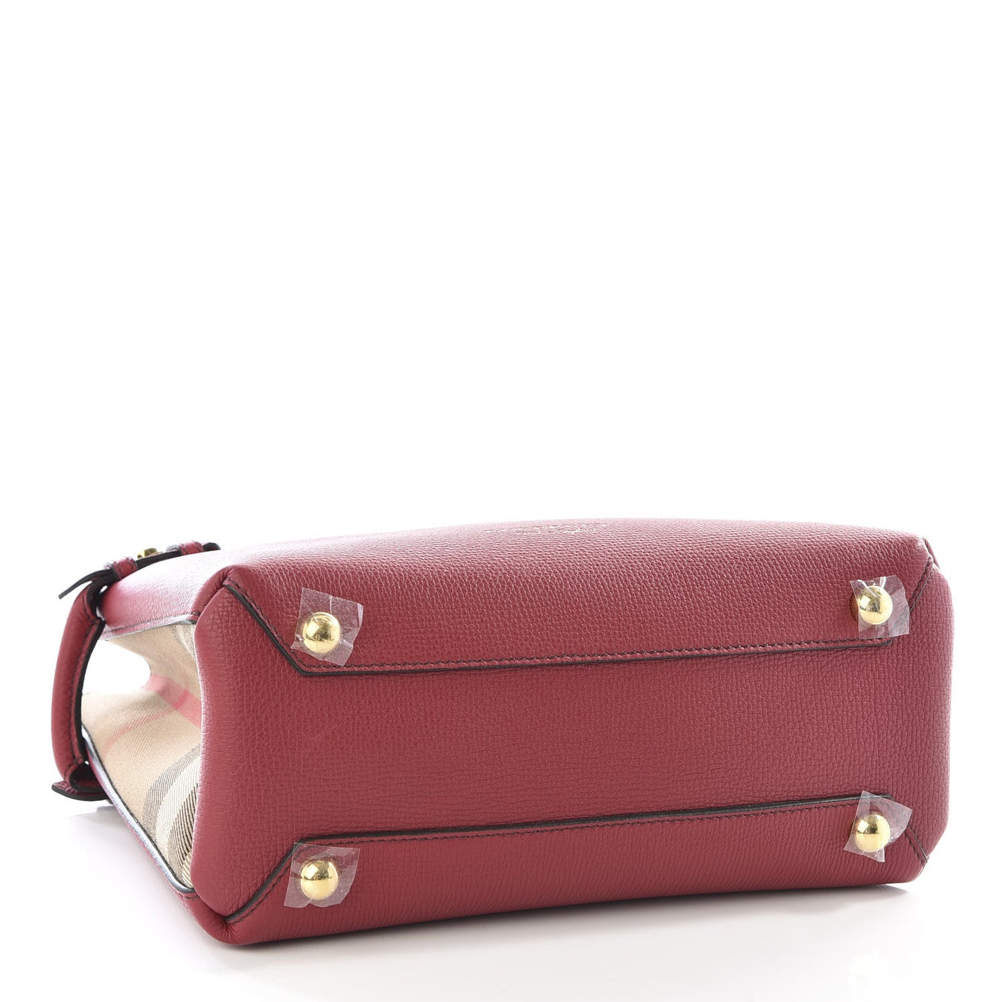 Grainy Calfskin House Check Small Banner Tote Red
